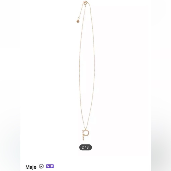 NEW Maje Rhinestone P initial gold necklace - Picture 5 of 10